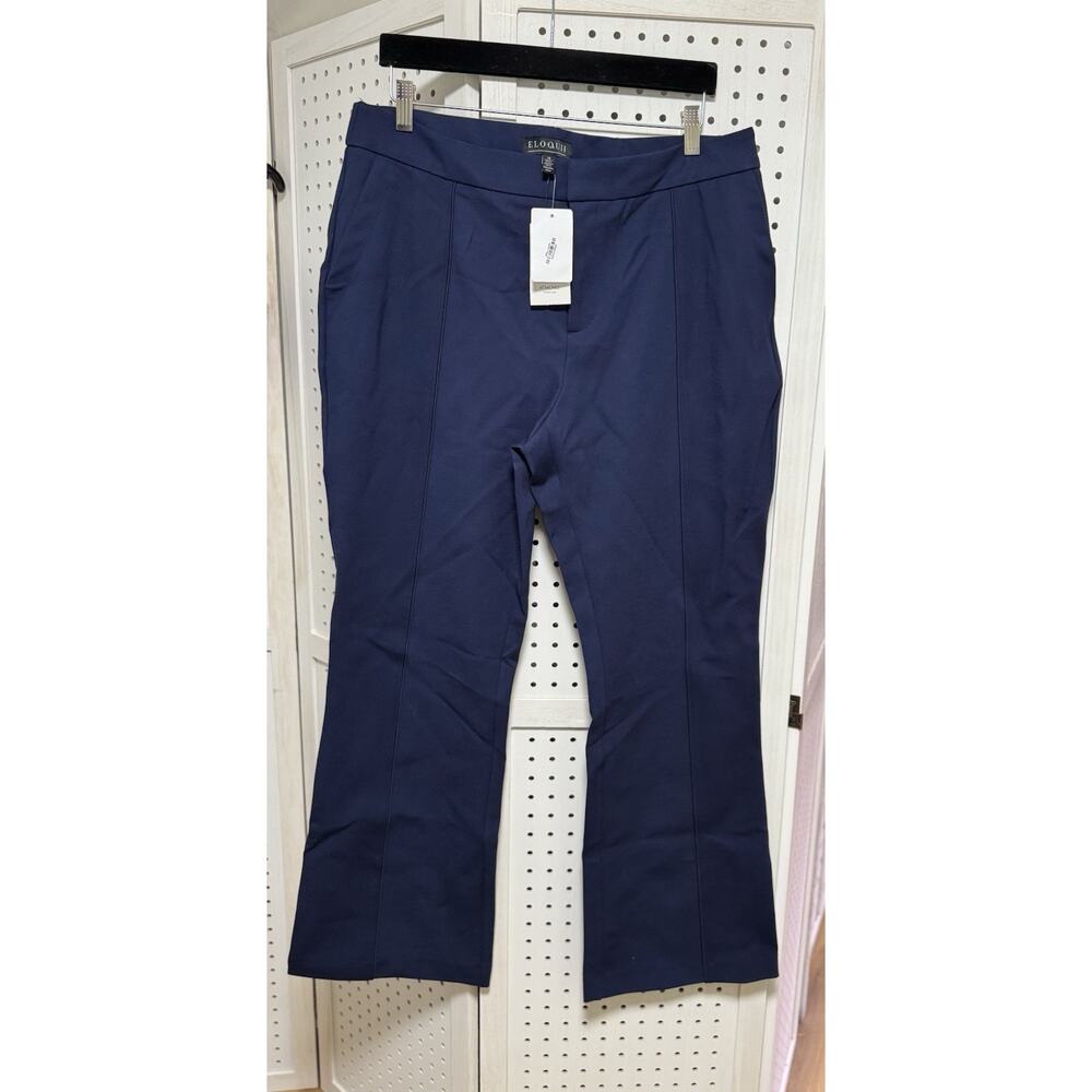NWT ELOQUII Size 16 Navy Ultimate Stretch Suit Pintuck Pants Women